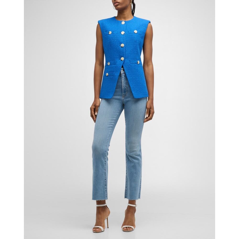 Veronica Beard Tamara Tailored Hourglass Blazer Vest Blue Tweed 14 Office - Picture 8 of 8